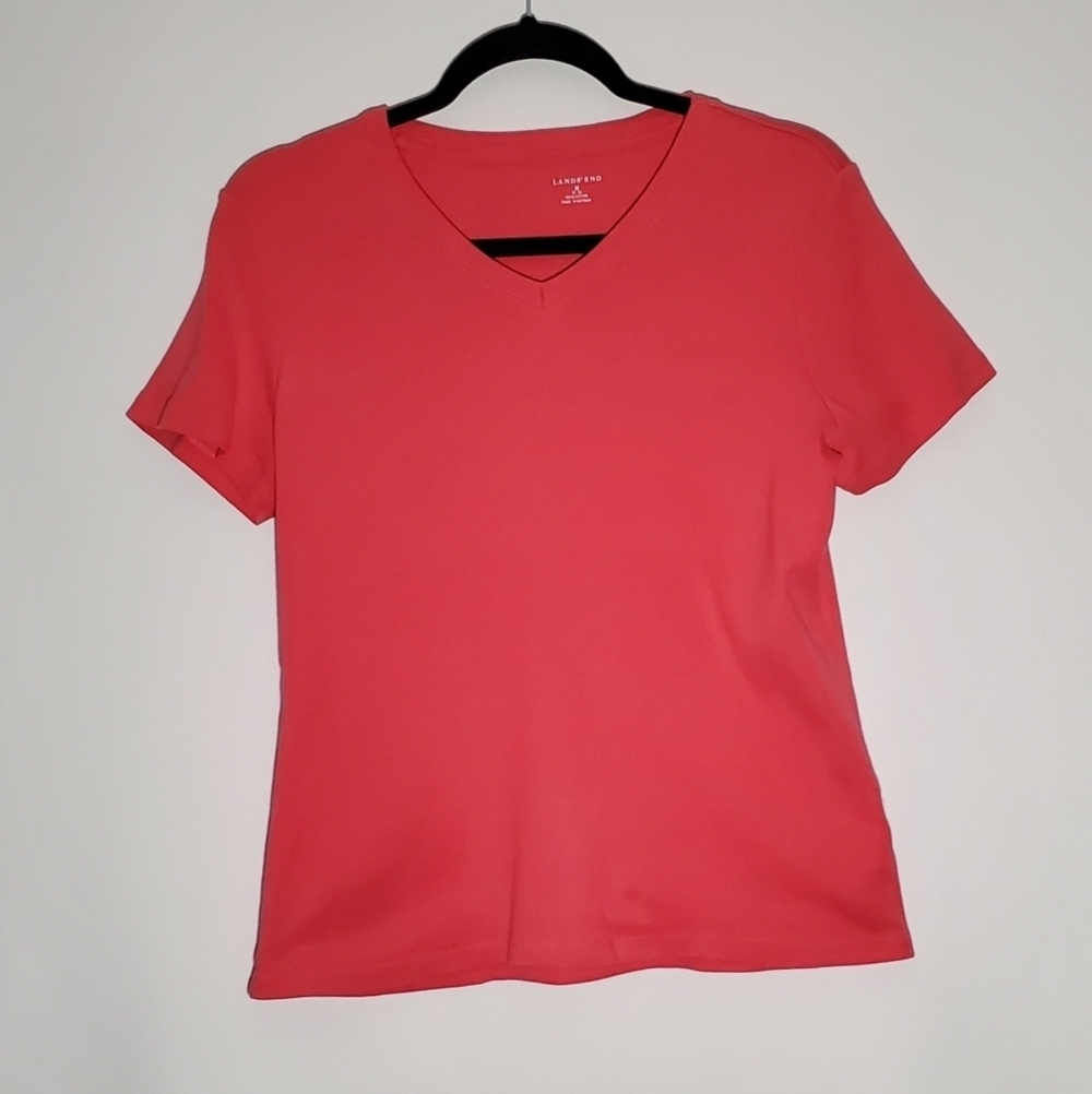 Lands' End Women's Pink V-Neck Top Size Medium